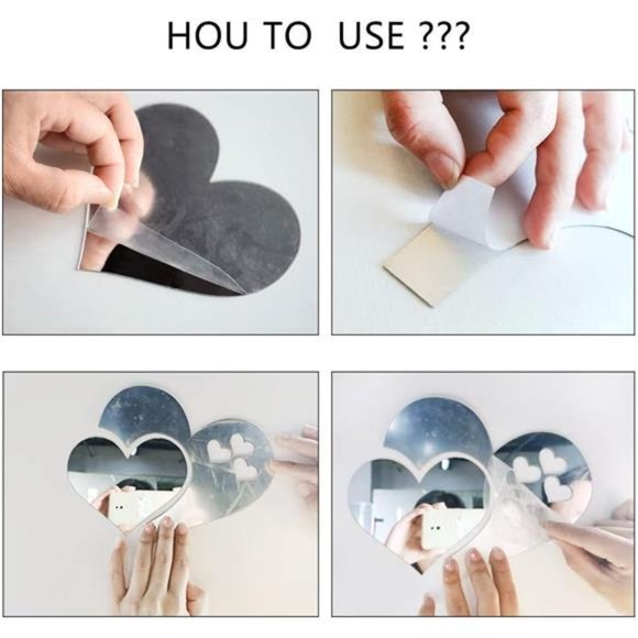 3D Acrylic Mirror Wall Decor Stickers, 11.8x49.2 Inches Feather Shaped Set DIY - Picture 6 of 6